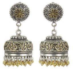 Antique Golden-Silver Plated Jhumki