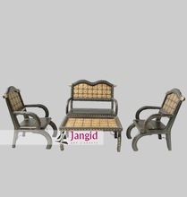 Wooden Brass Fitted Royal Indian Cart Sofa Set