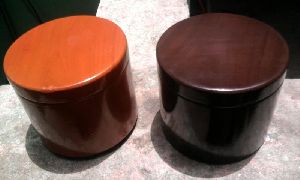 WOODEN BOWL AND POT WITH LID