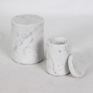 Decorative Round White marble salt box