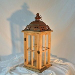 Metal Top Wooden Lantern