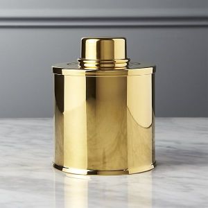 Mirror Polished Brass Metal Tea Caddy