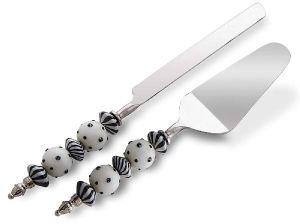 Stainless Steel Cake Cutter and Server With Beaded Handle