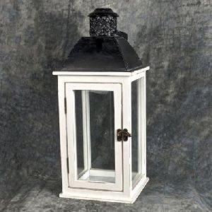 Wood white decorative metal lantern Hurricane