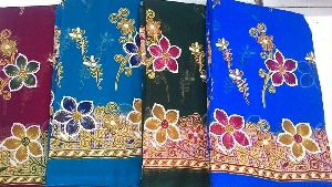 gold print sarees