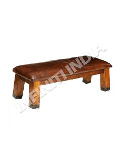 wooden leather bench