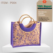 Jute Shopping Bag with Cane handle
