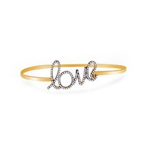 Streling Silver Pave Diamond Love Palm Bracelet