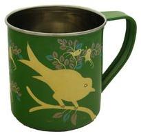 bird floral hand painted coffee water mug