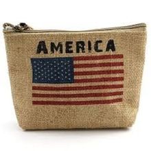 Printed Jute cosmetic bag