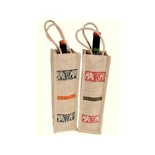 Printed Jute Wine Bottle Bag