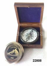 Brass Sundial Compass With Box