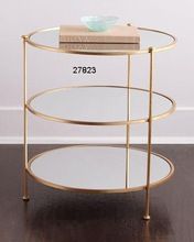 Glass Brass Round Side Tables
