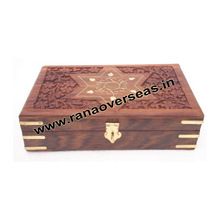 Wooden Carving Brass Inlay Square Shape Chocolate Box