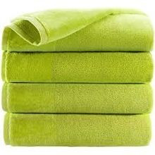 Bright green bath towels