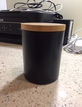 matt black glass with wooden lid