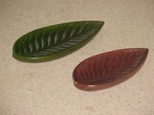 wooden carved leaf shape bowl