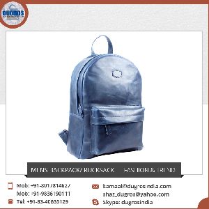 Blue Leather Backpack Man
