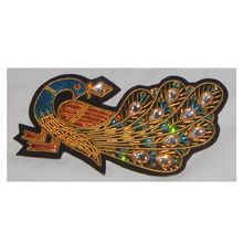 Peacock Shaped Zari Embroidery Badges