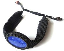 Lapis Oval Cabochon Handmade Thread Bracelet