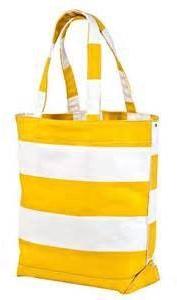 stripe canvas beach tote bag