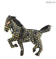 Diamond Ruby Eyes Horse Pendant