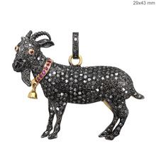 Gemstone Ruby Pave Diamond Goat Pendant