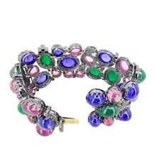 Gemstone Tanzanite Tourmaline and Emerald Bracelet