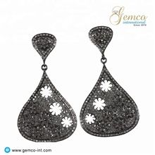 Pave Diamond Drop Earring