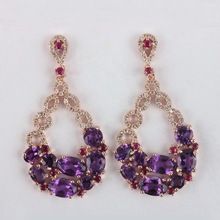 Pink Sapphire Amethyst Dangle Earring