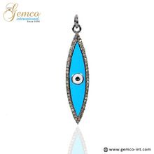 Silver Enamel Evil Eye Charm Pendant