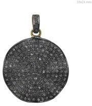 Silver Jewelry Pave Diamond Disc Pendant