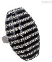 Silver Pave Diamond Enamel Ring