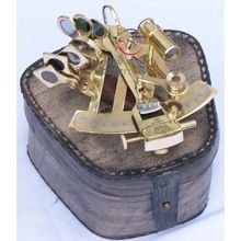 Brass Sextant Leather Case