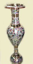 Brass nickle plated tall flower vase
