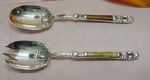 Embossed salad server set