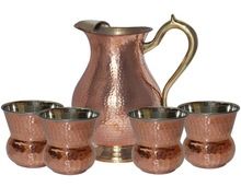 COPPER HAMMERED WATER DRINKING PITCHER