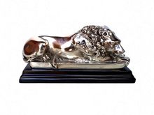 NICKLE PLATED LION ANIMAL STATUE