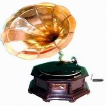 Nostalgic brass polished horn gramophone