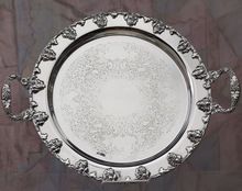 Silver plate round service tray