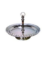 SILVER PLATED BEADED CAKE STAND