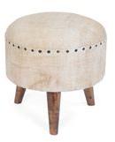 Wooden Upholstered Round Stool