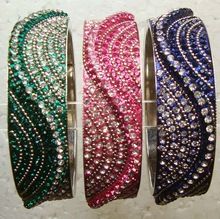 Crystal rhinestone jewellery handmade brass bangle