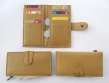 Khaki leather multiple pockets clutches