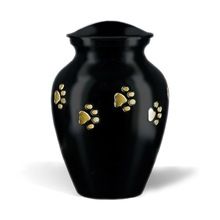 Black Gold Paw Print Pet funeral Urn