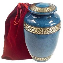 Brass Burial Cremation Urn Velvet Bag