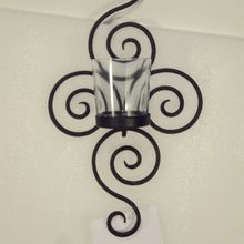 Glass and Iron Wall Sconce Candle Holder