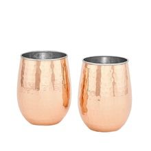 Hammered Stemless Wine Glasses