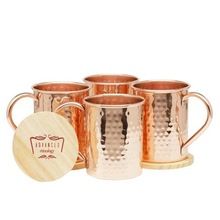 Hammered Straight Copper Mugs Set