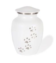 White Color Paw Print Pet funeral Urn